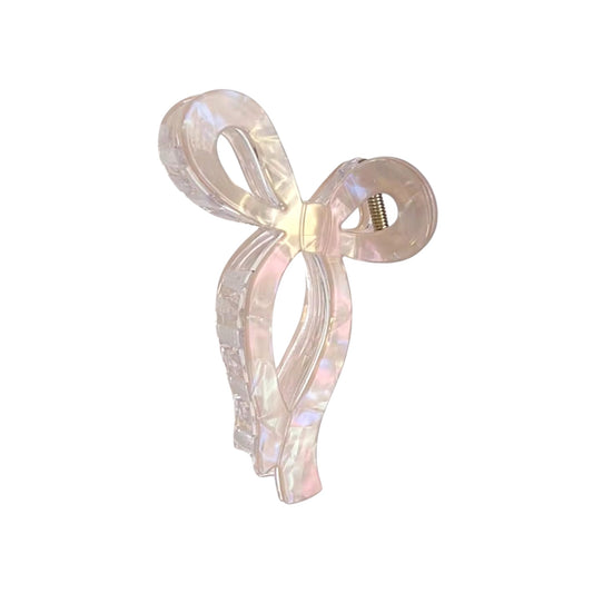 Bow Knot Pearlescent Claw Clip -Pearly Beige