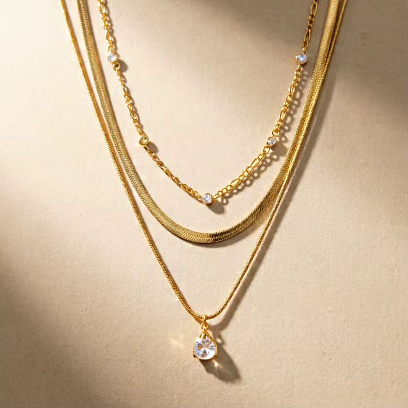 Elise Tri Layer Necklace Set