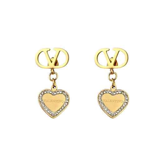 Luxe V-Heart Drops Studs