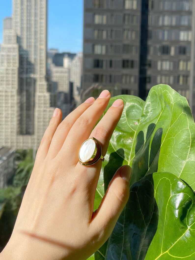 Aurora Reversible Ring -Nacre x Natural Shell