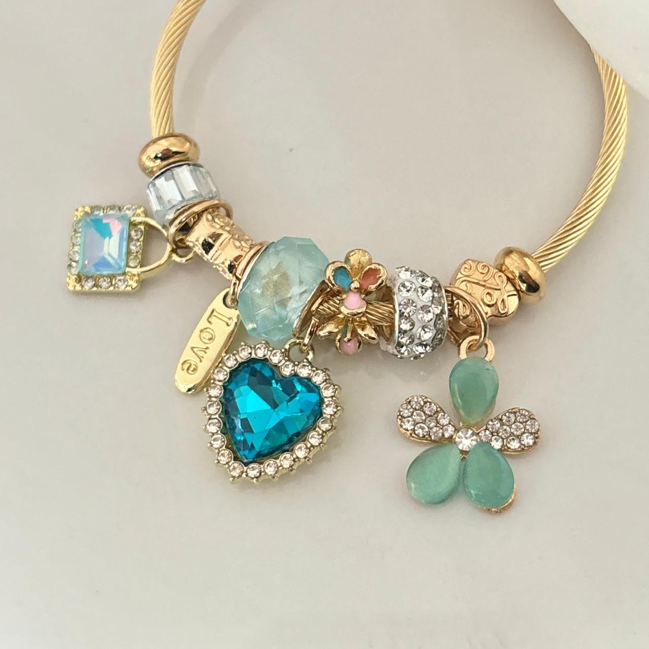 Euphoria Flora Multi Charm Bracelet -Whimsy Blue