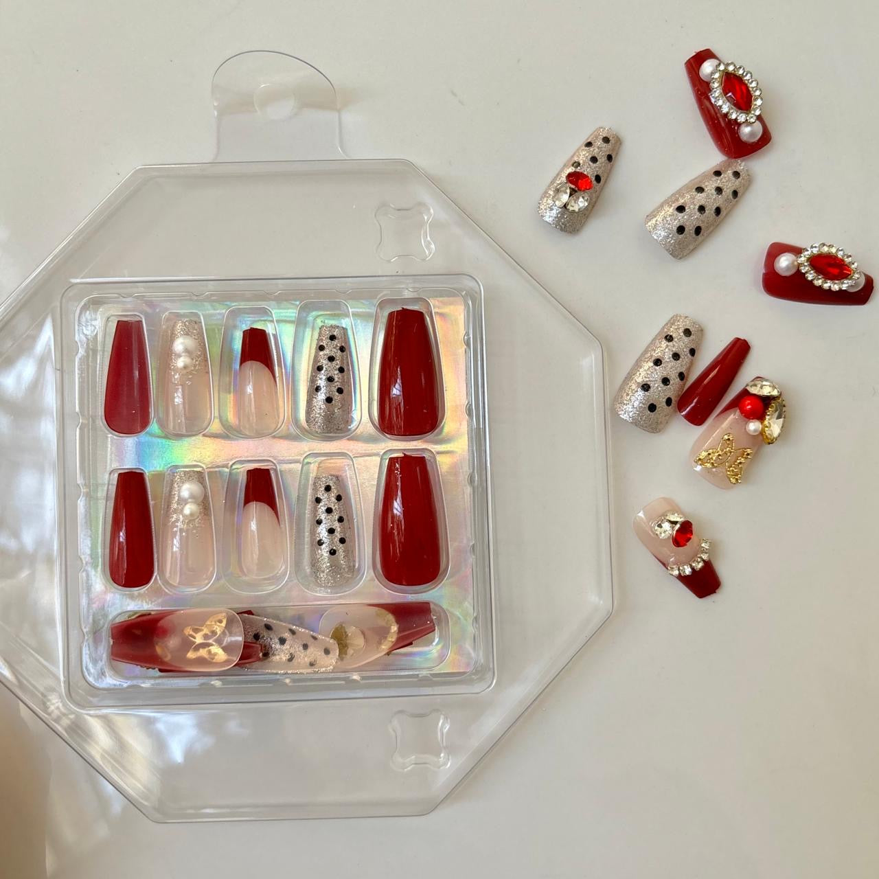 Aesthetic Y2K Rhinestone Nail Set -24 Pieces