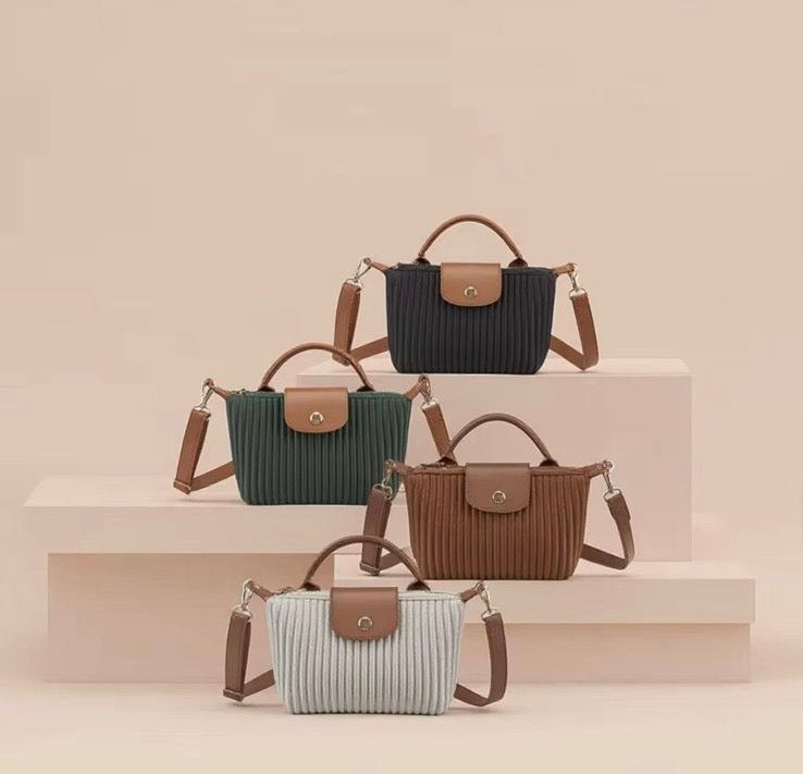 White LC Ribbed Shoulder Bag