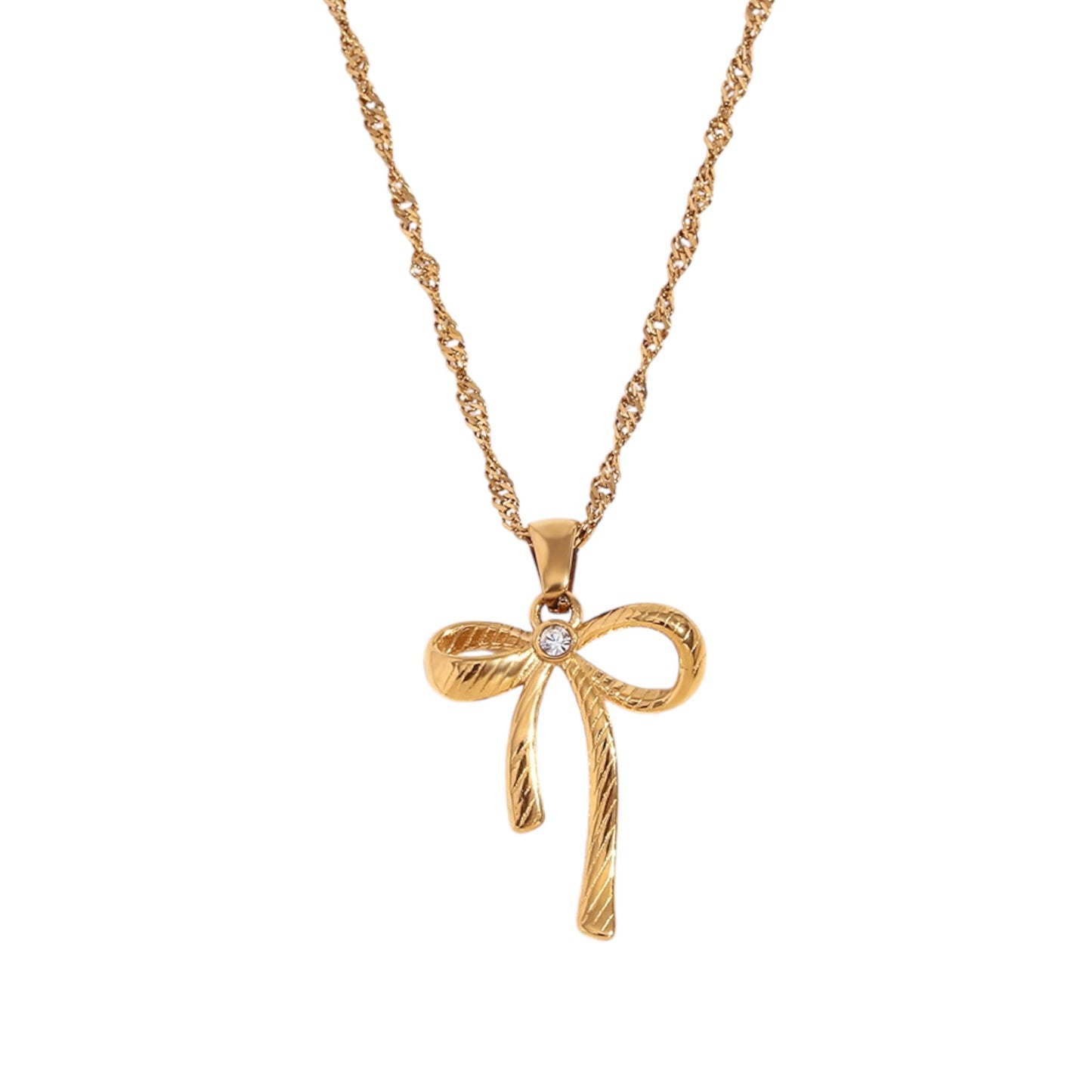 Dangle Bow Necklace -18K