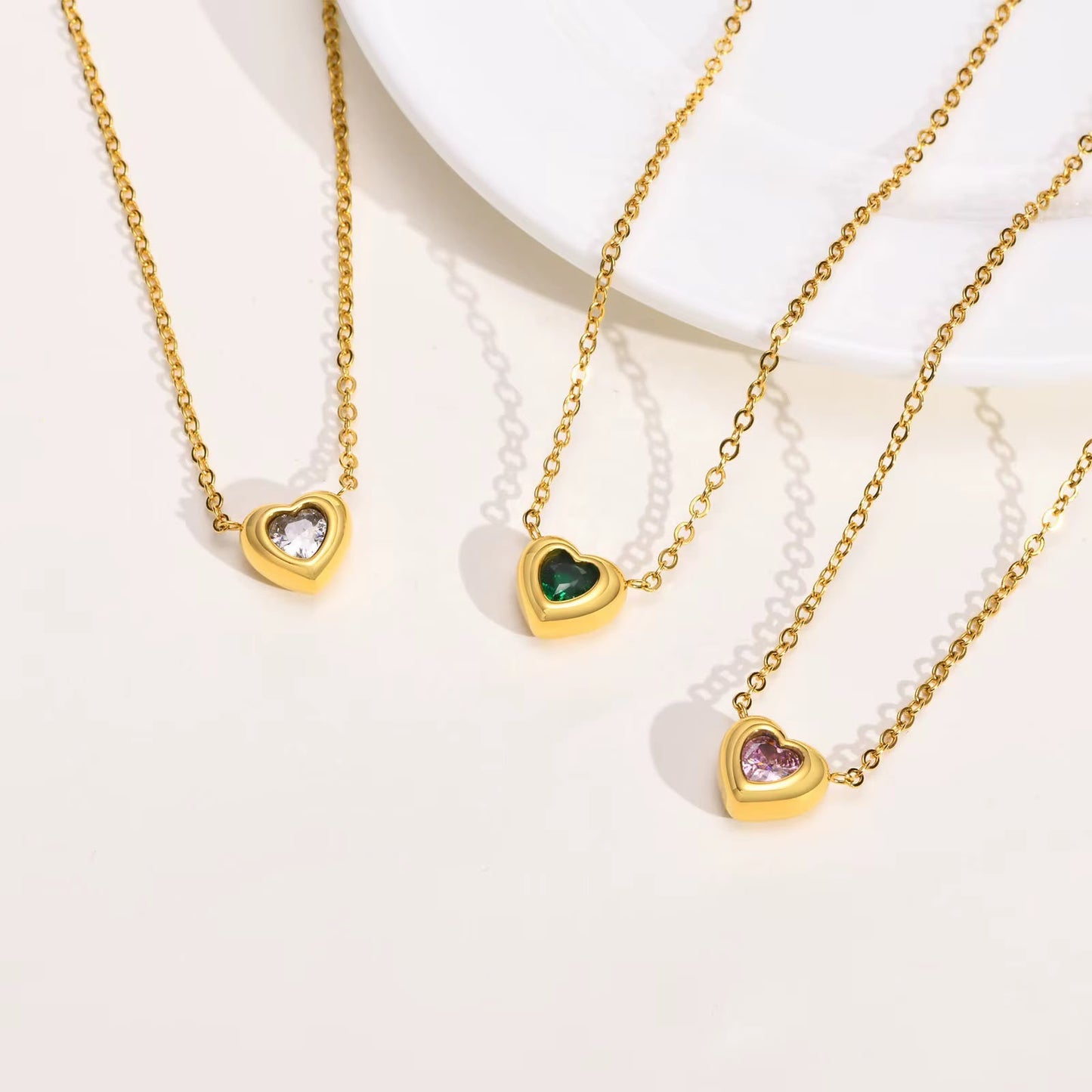 Emerald Crystal Heart Necklace