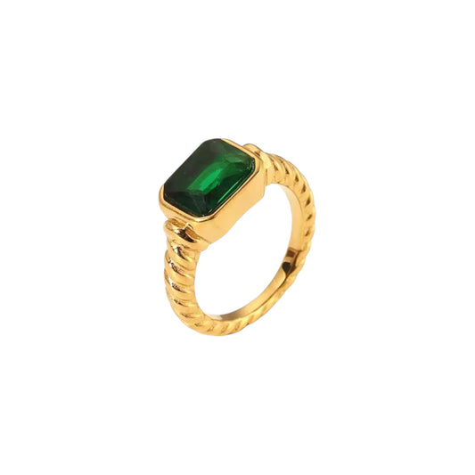 Emerald Signet Gem Ring -18K