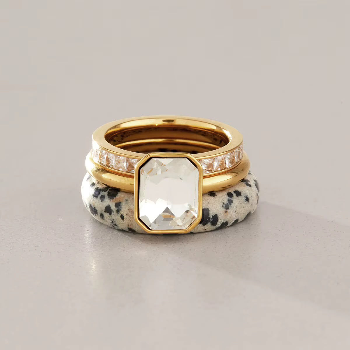 Dalmatian Ice Stack Ring Set -Set of Three