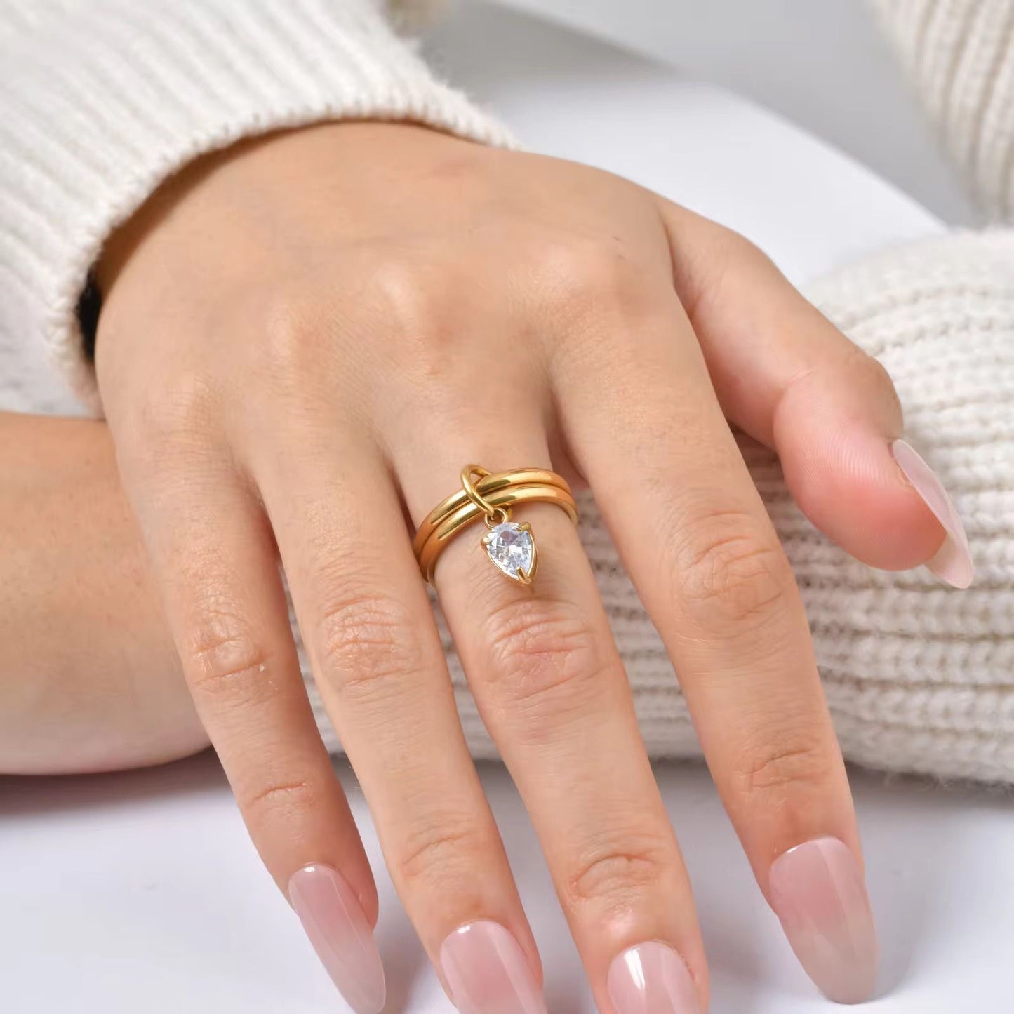 Aria Stacked Charm Ring