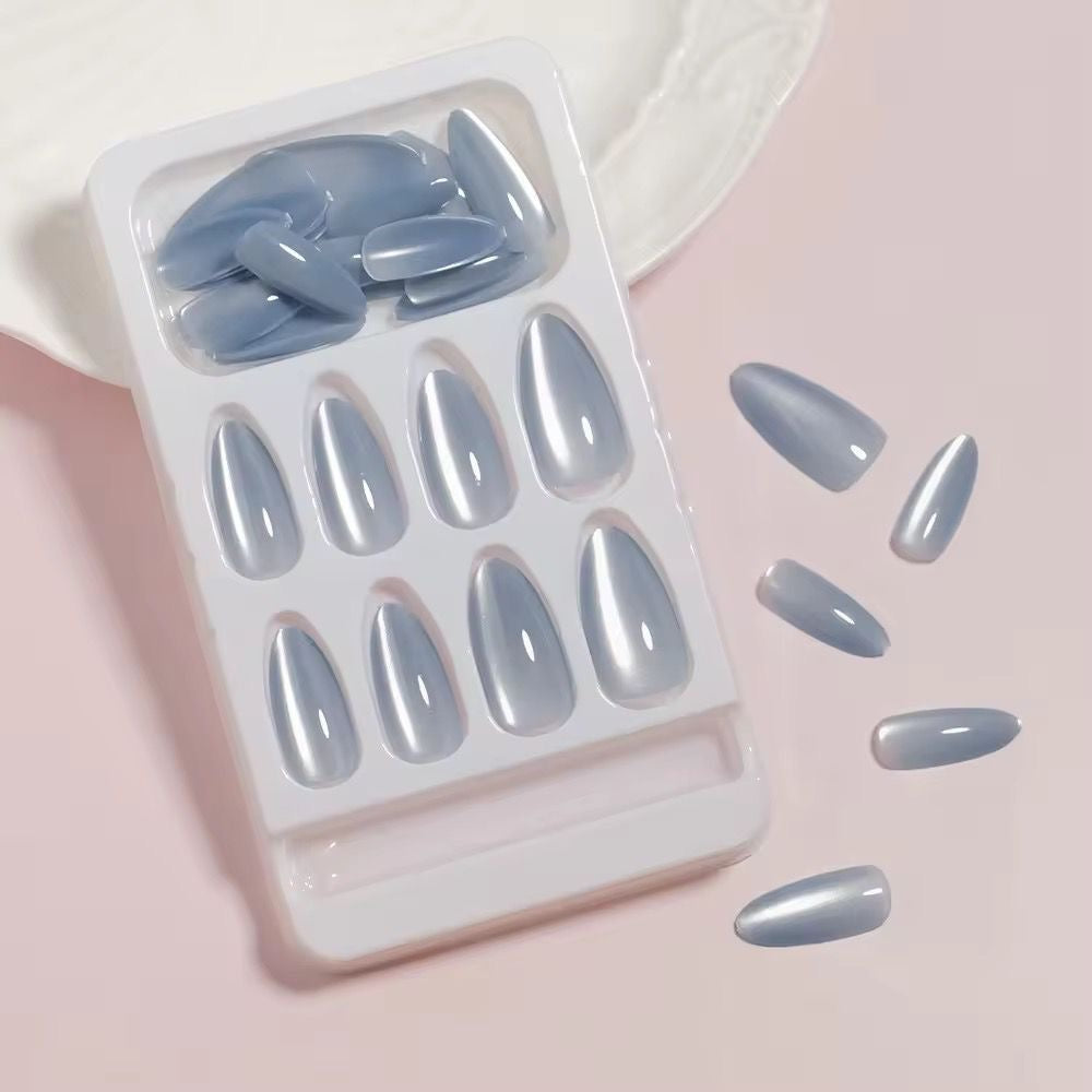 Icy Blue Eye Press On Nails -Almond Shape