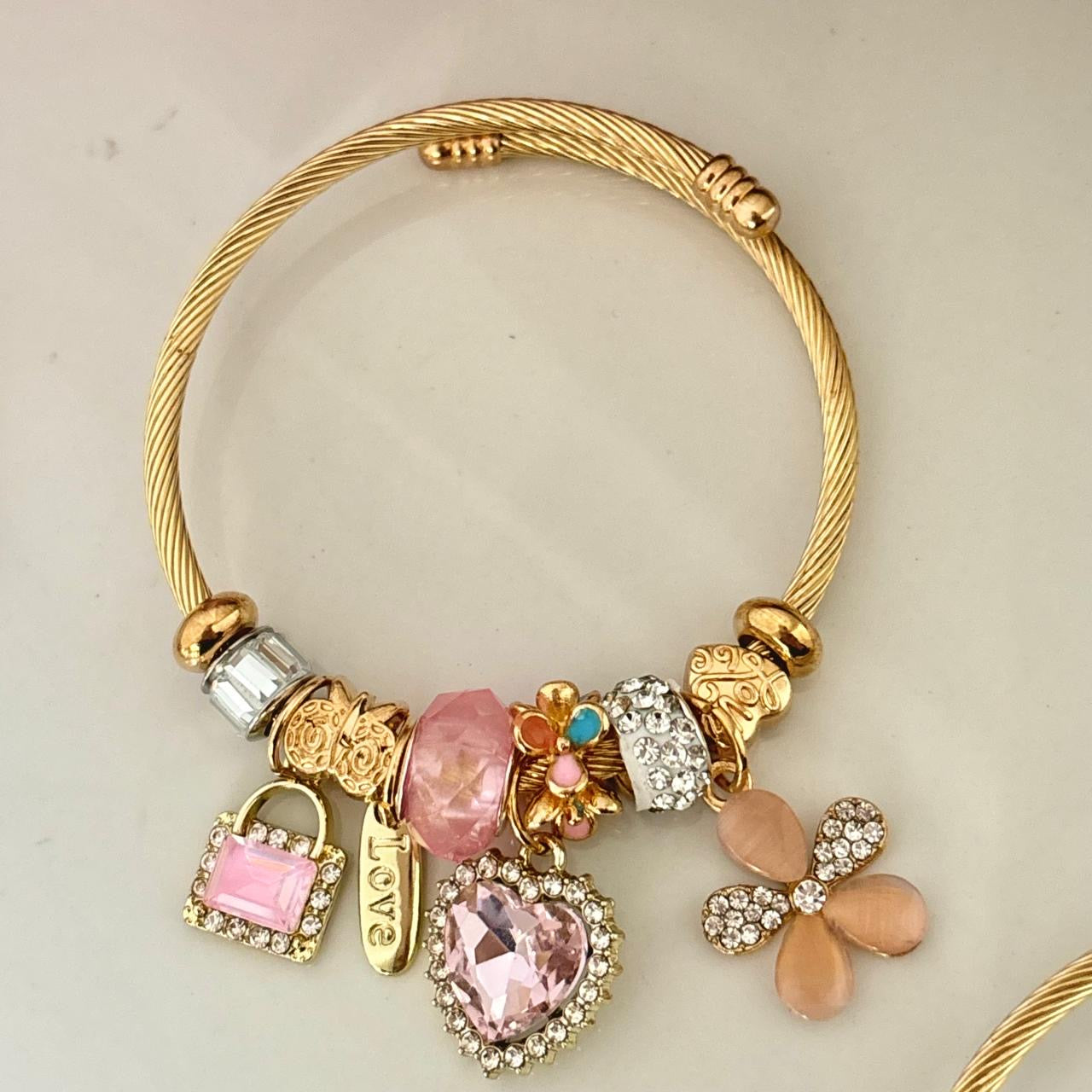 Euphoria Flora Multi Charm Bracelet -Pretty Pink