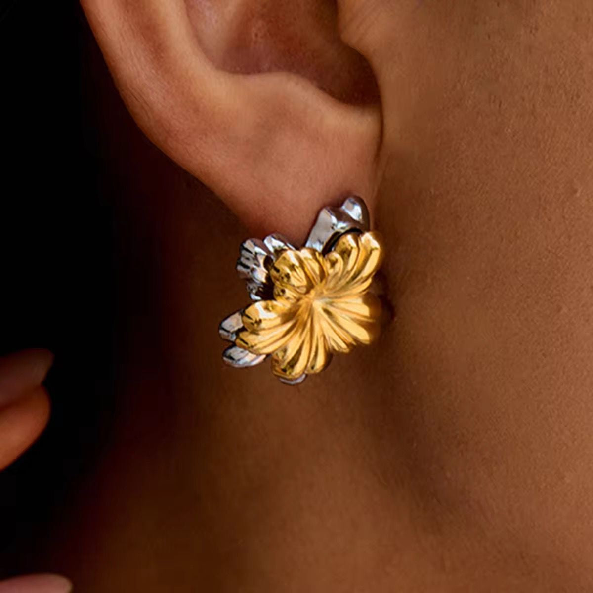 Blossom Studs -Two Toned