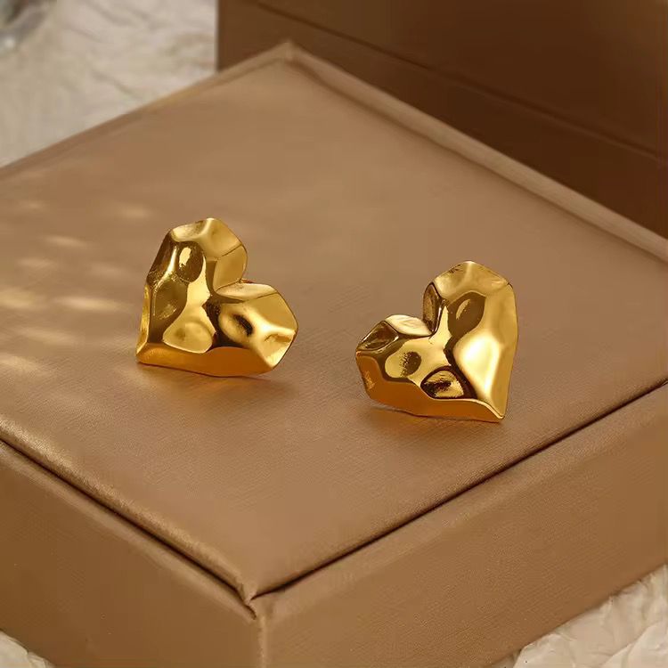Hammered Heart Studs