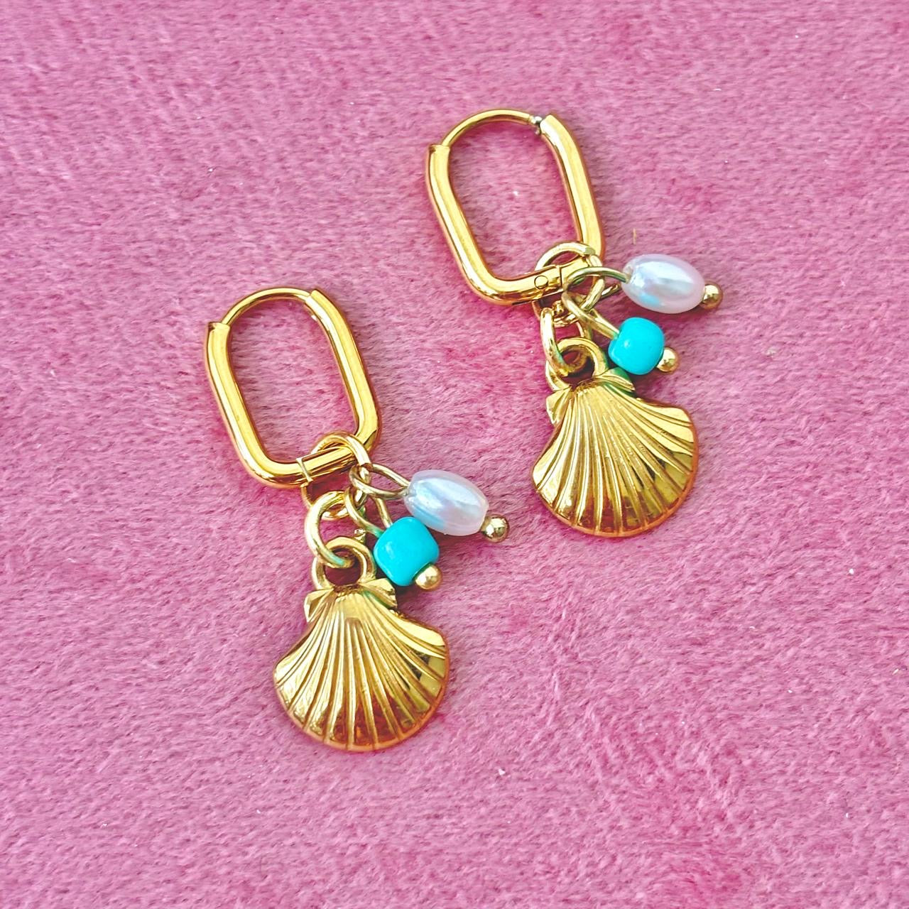 Sea Breeze Charm Square Hoops