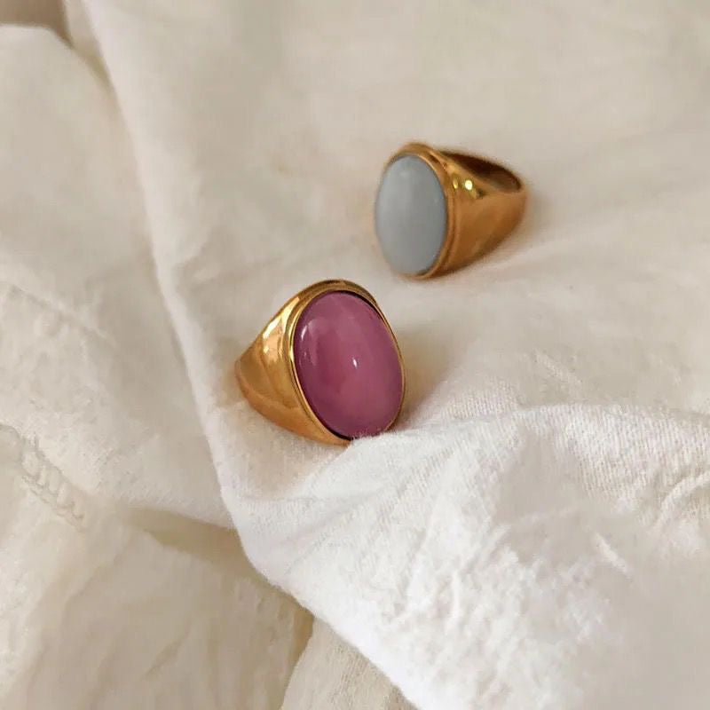 Agate Sky Blue Signet Ring