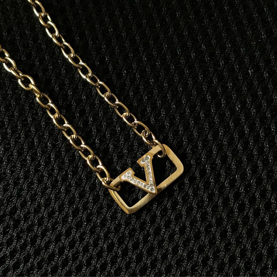 Vlogo Cz Link Chain Necklace -18K