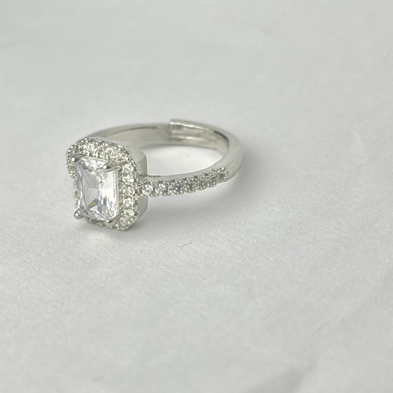 Princess Solitaire Ring -Adjustable