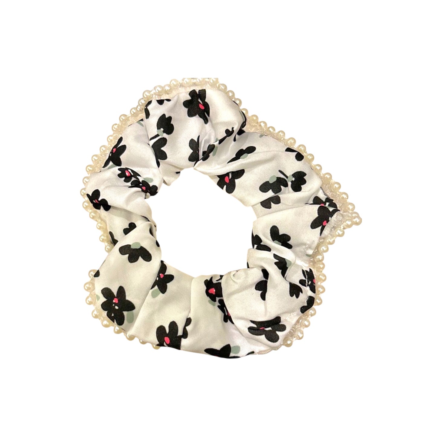 Pearl White Floral Scrunchie