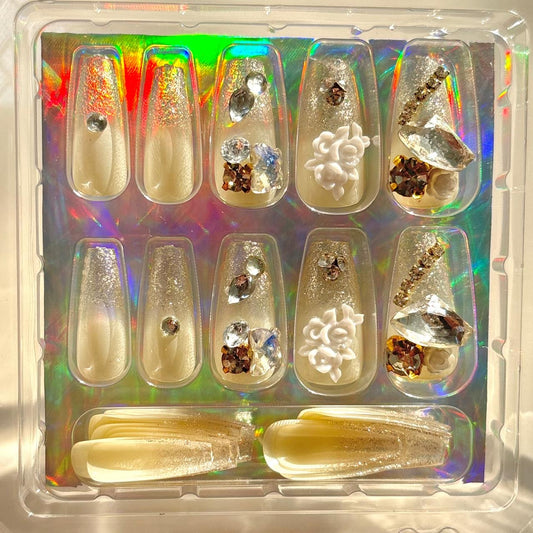 Sparkly Ombre Rhinestone Press On Nails