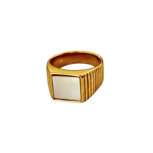 Vintage Insignia White Ring -18K