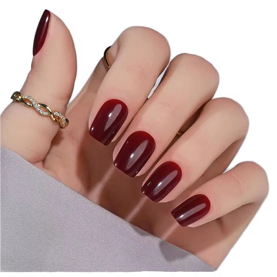 Maroon Gel Press On Squaroval Nails