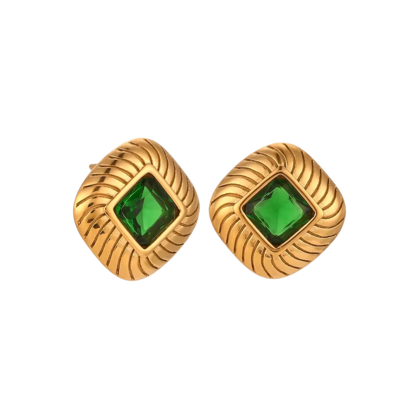 Emerald Fiorella Studs -18K