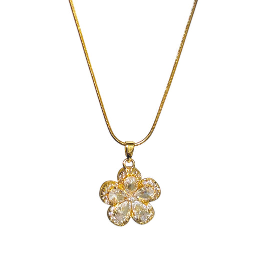 Crystal Flora Necklace -18K