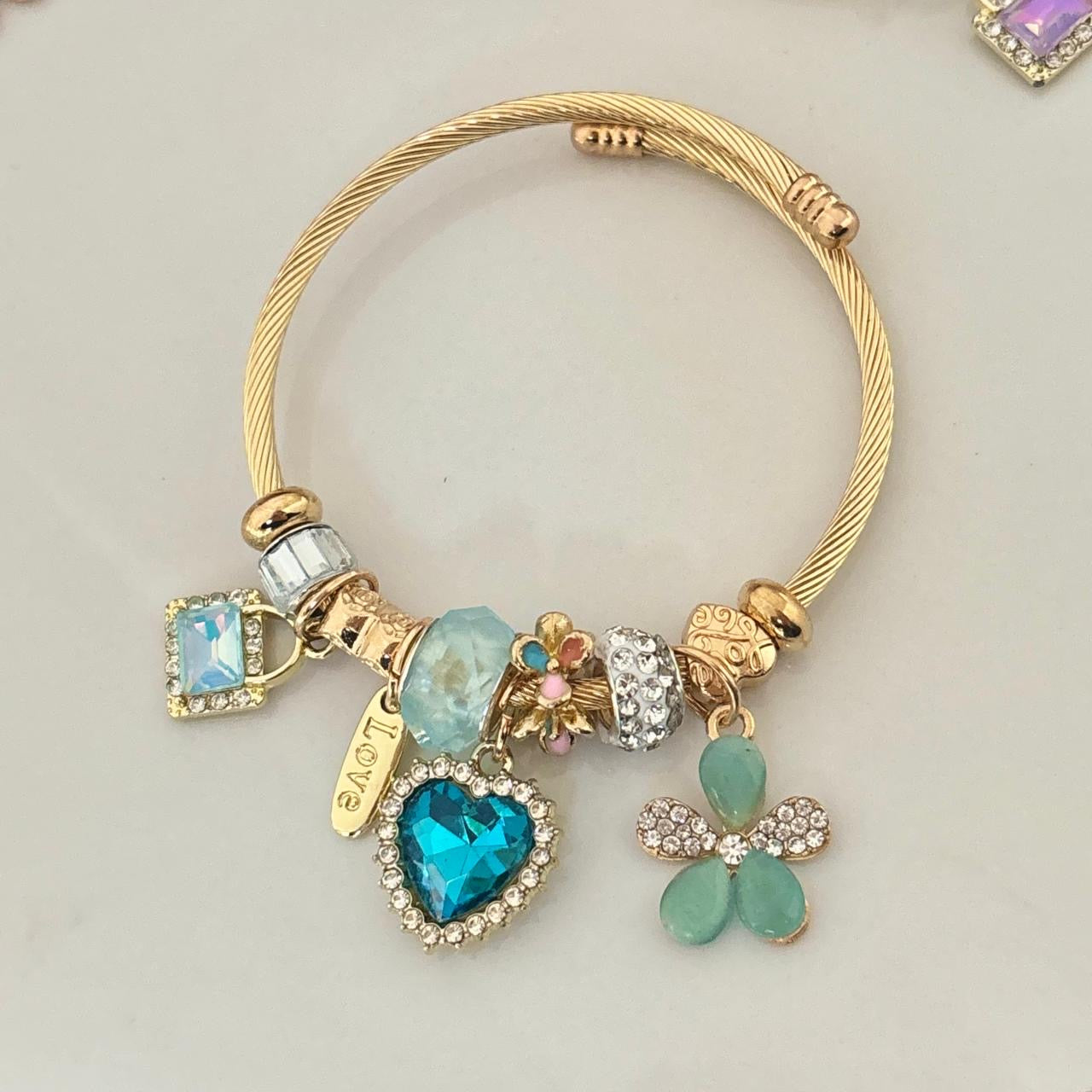 Euphoria Flora Multi Charm Bracelet -Whimsy Blue