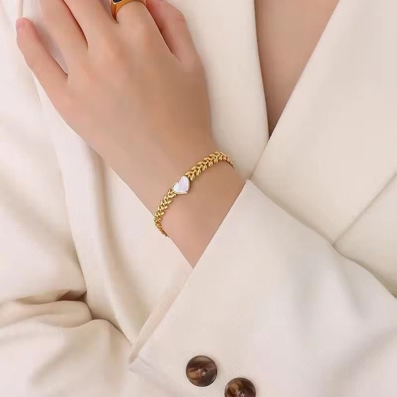Opal Heart Bracelet -Shell