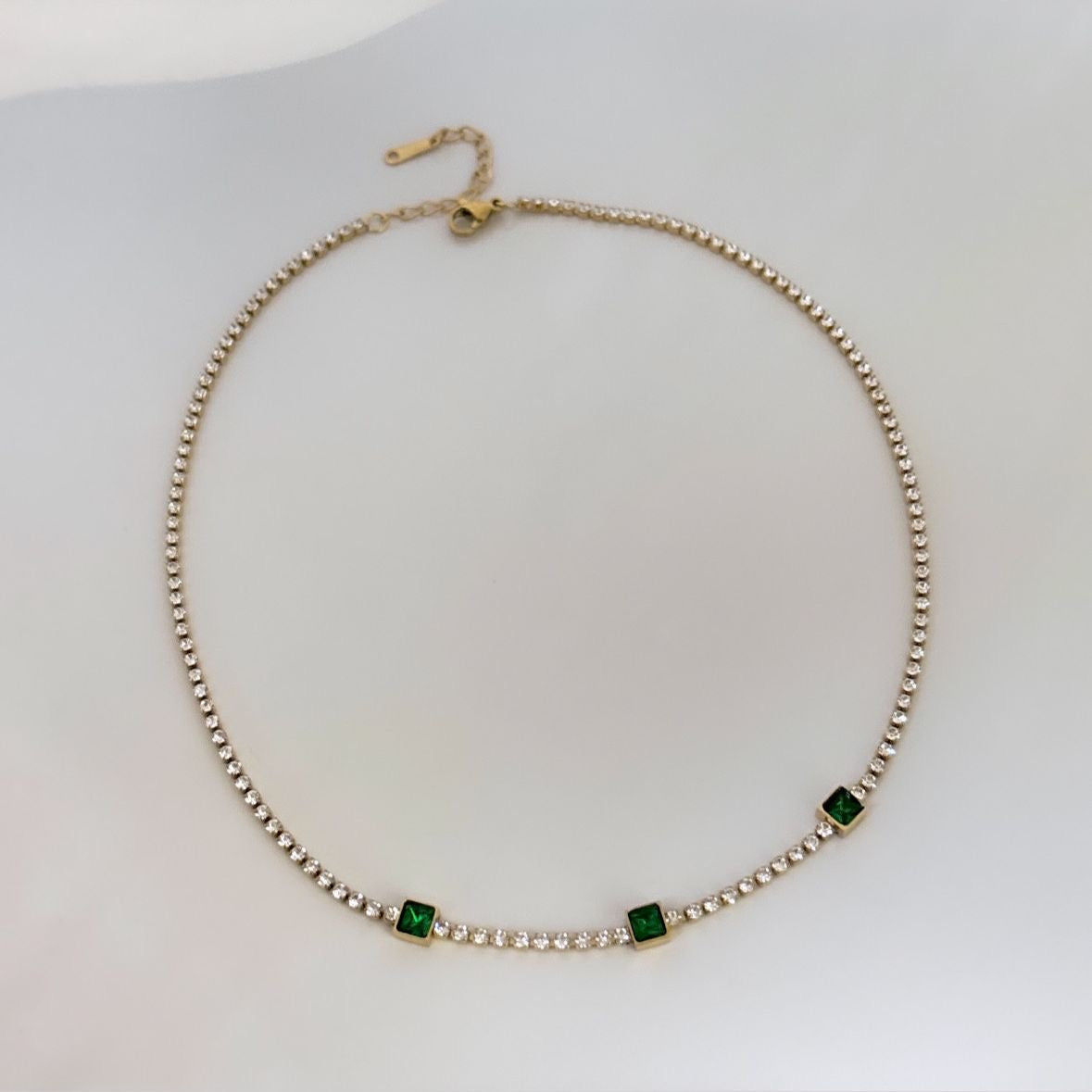 Emerald Sparkly Tennis Necklace