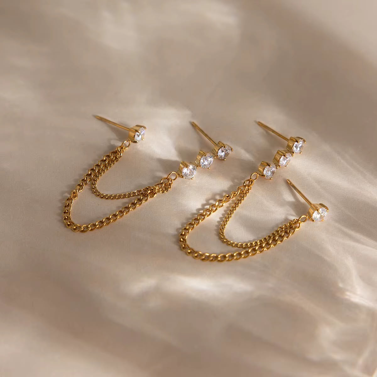 Draped In Diamonds Duo Studs