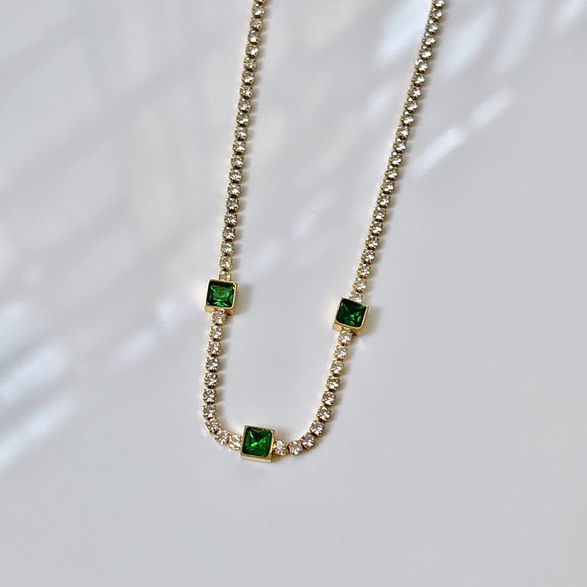 Emerald Sparkly Tennis Necklace