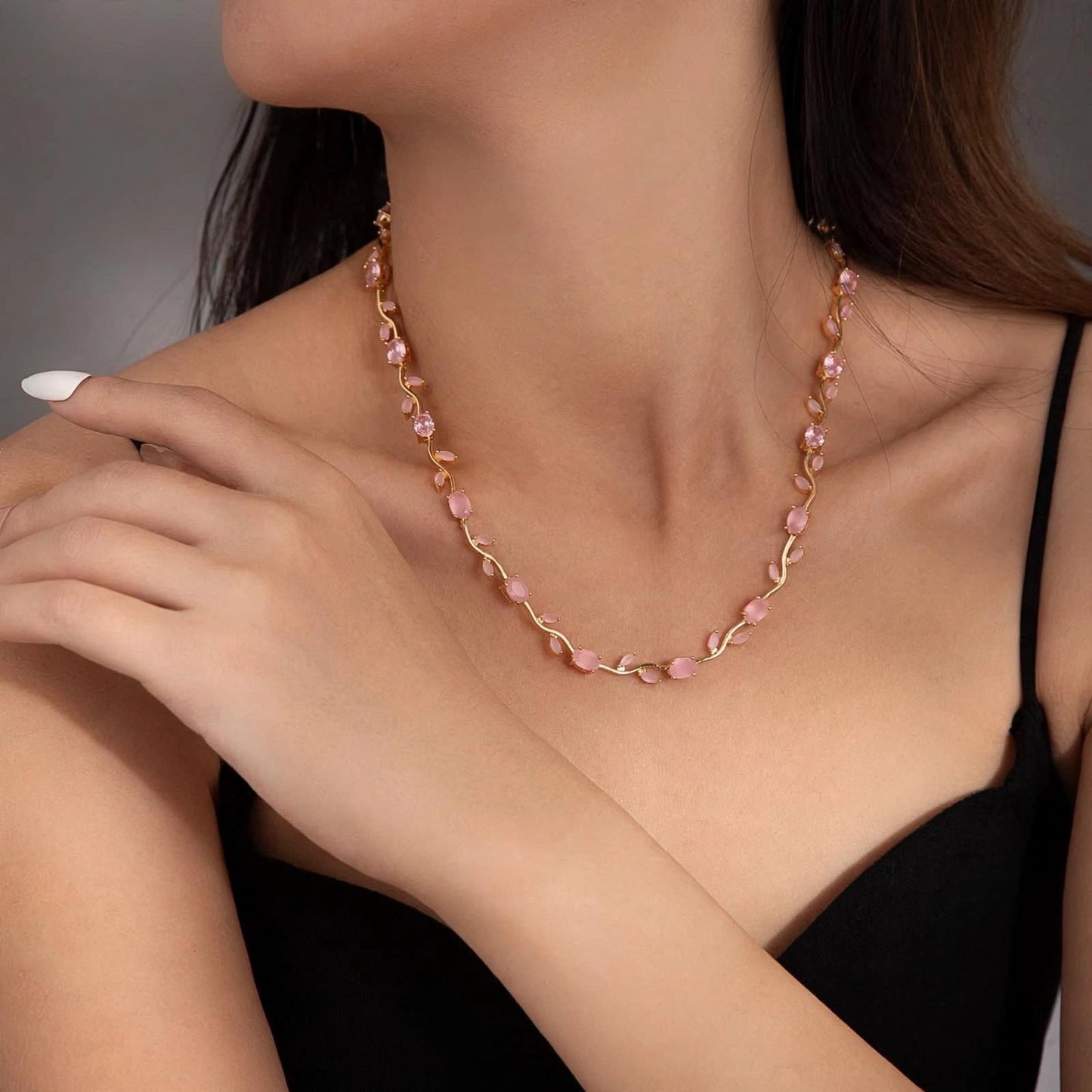 Pink Rose Vine Necklace
