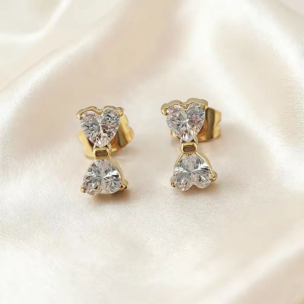 Dainty Crsytal Bow Studs