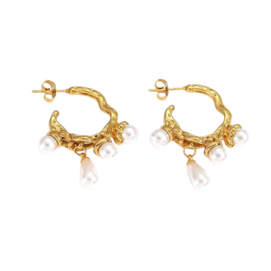 Pearl Drip Hoops