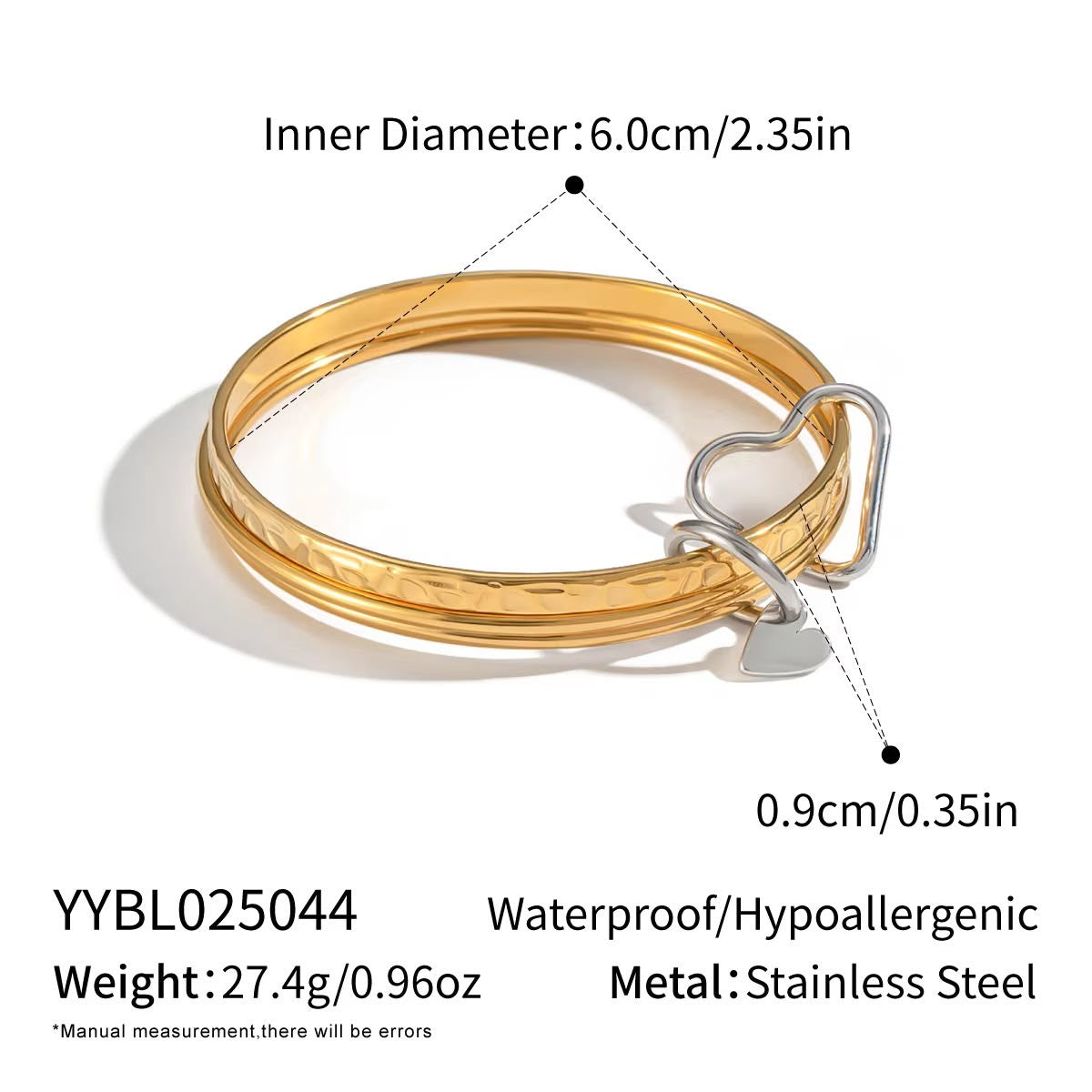 Amour Heart Lock Bangle Stack -Set Of Three