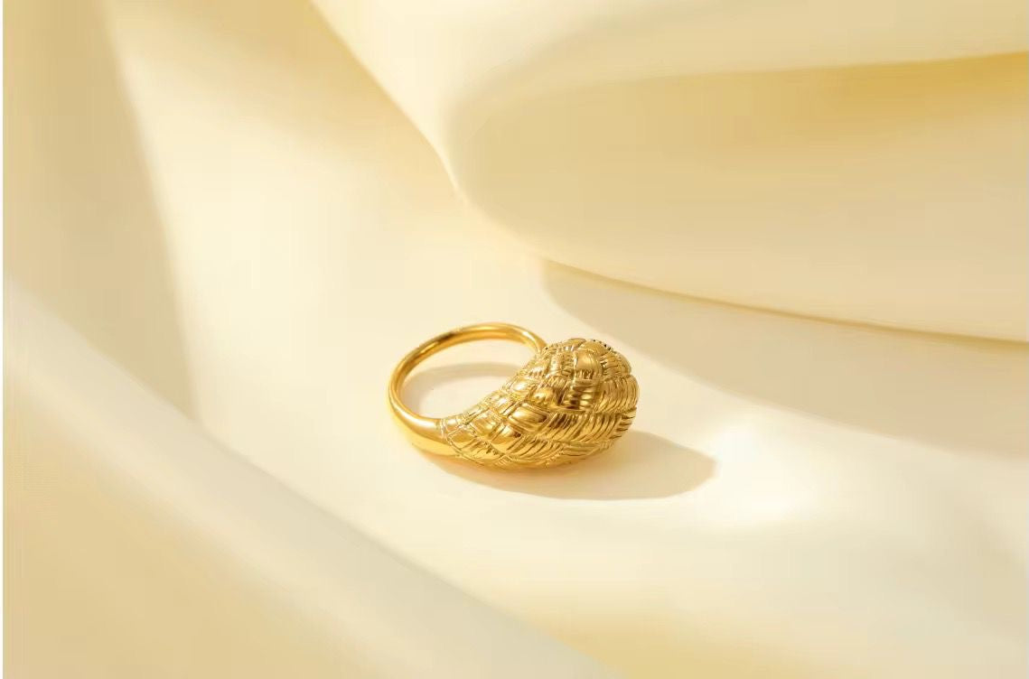 Ribbed Dona Ring -18K