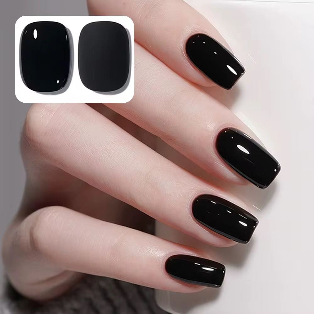 Black Gel Press On Squaroval Nails
