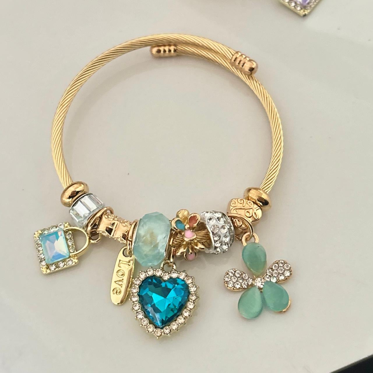 Euphoria Flora Multi Charm Bracelet -Whimsy Blue