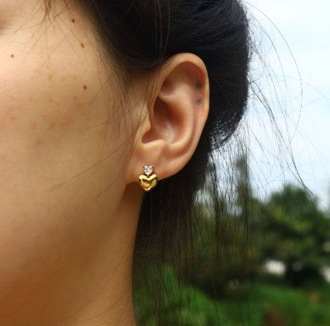 Goldie Heart Cz Studs -18K