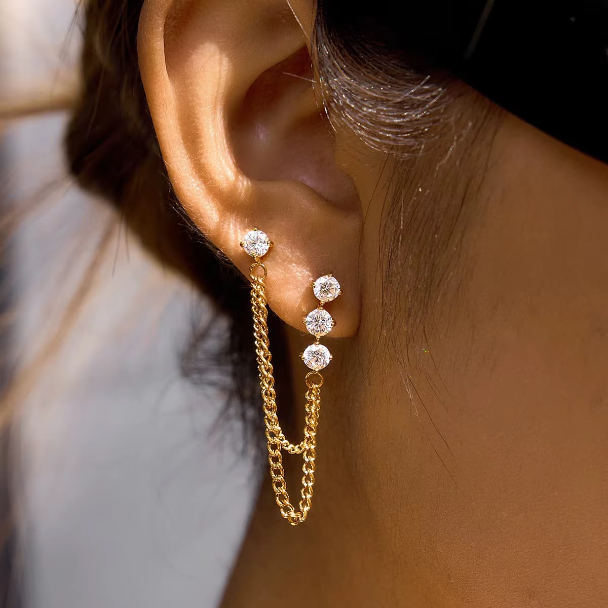 Draped In Diamonds Duo Studs
