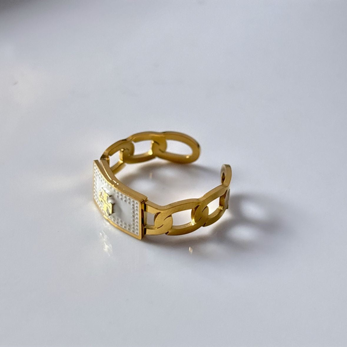 Luxe ToryB White Enamel Ring