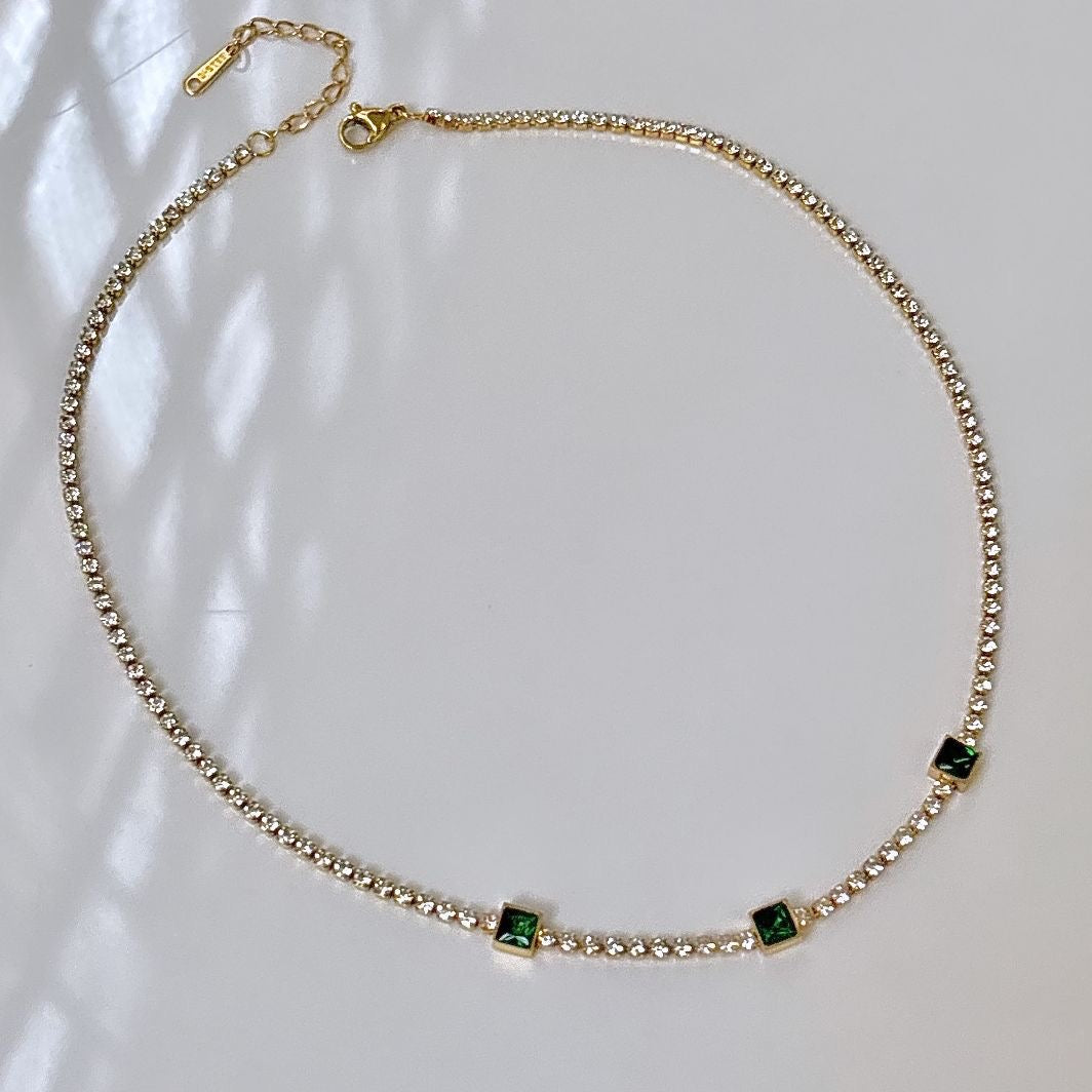 Emerald Sparkly Tennis Necklace