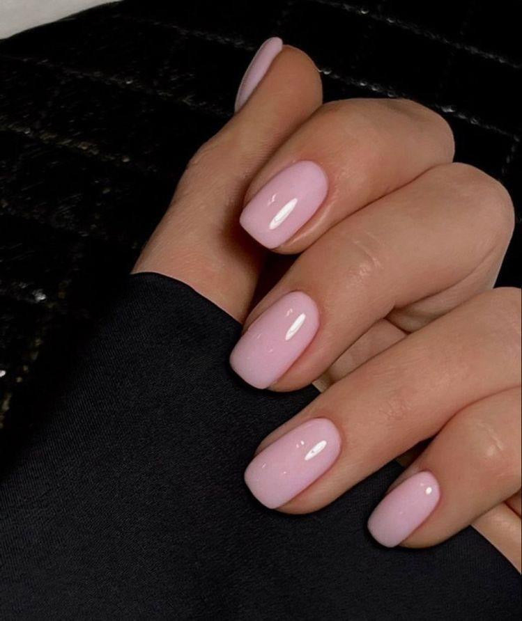 Baby Pink Gel Press On Squaroval Nails