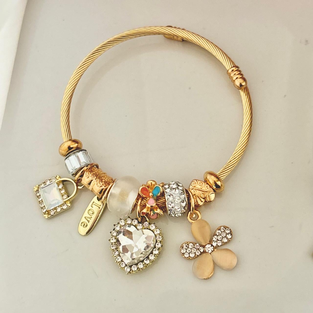 Euphoria Flora Multi Charm Bracelet -White