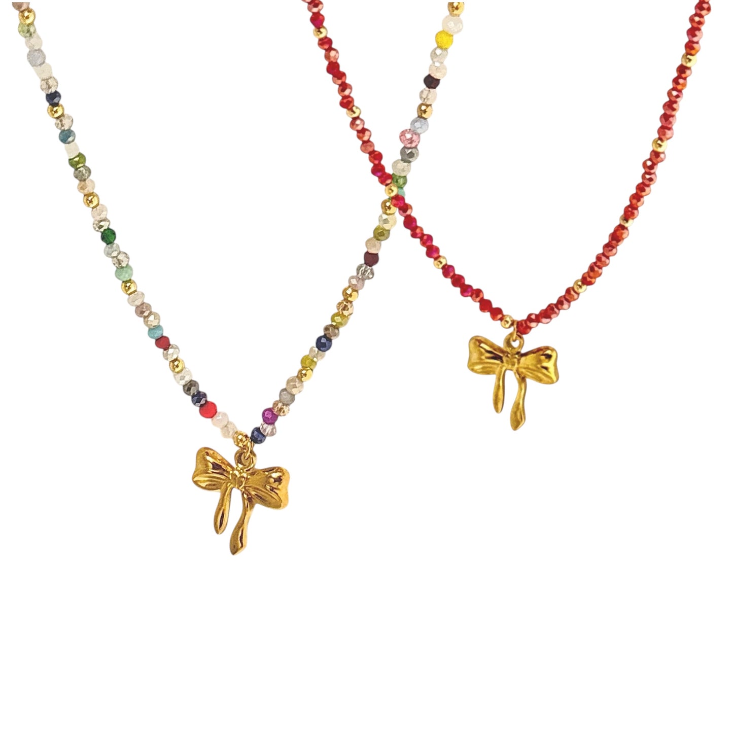 Crystal Beaded Bow Necklace