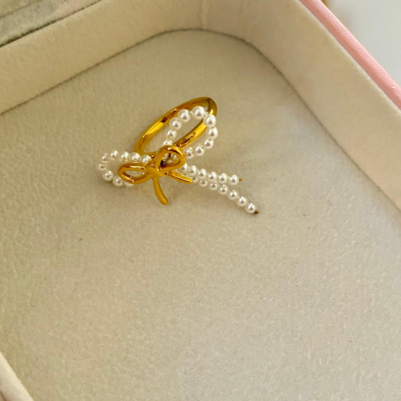 Whimsy Perlee Bow Ring -Handmade