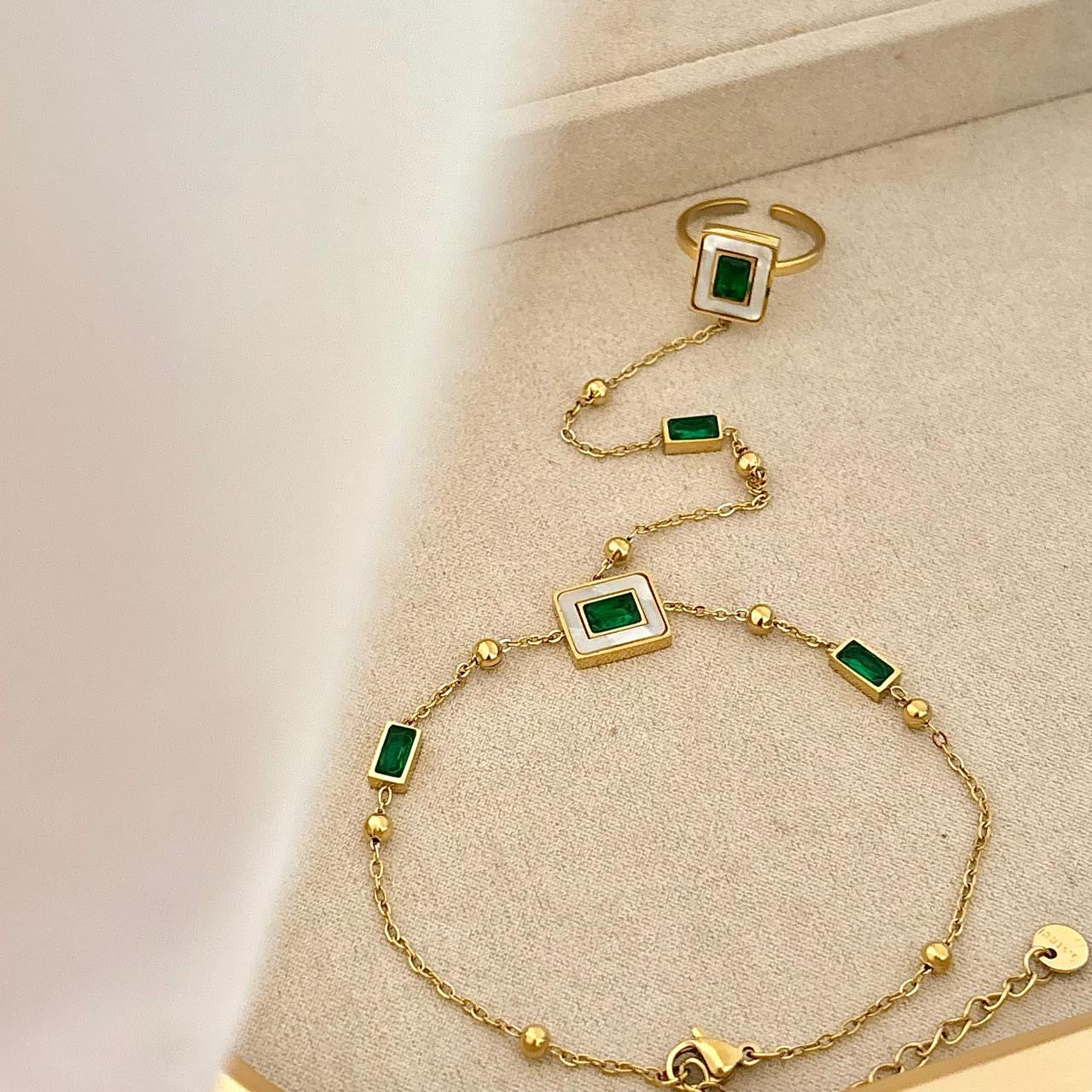 Emerald Goddess Hand Chain