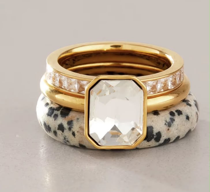 Dalmatian Ice Stack Ring Set -Set of Three