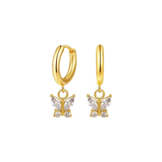 Glass Wings Charm Hoops