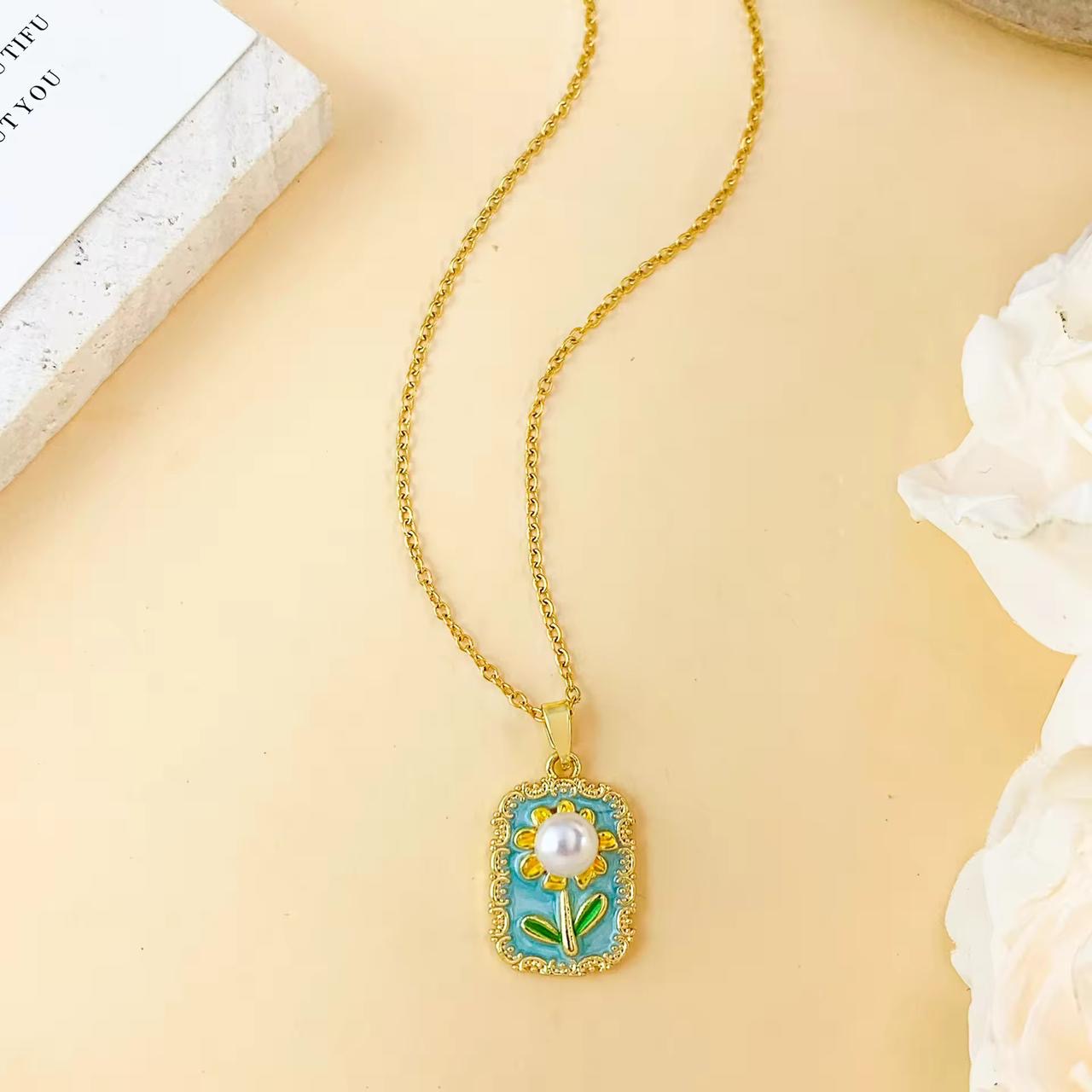 Sea Breez Flora Necklace -Hand Painted